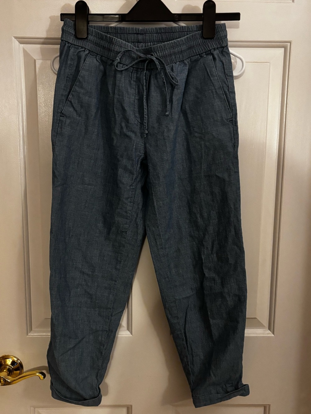 Women’s Casual Drawstring Cotton Pants in Blue